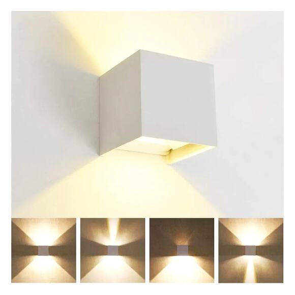 Set of 2 Modern White Outdoor Wall Sconces – LED, Waterproof, 12W - Picture 3 of 15